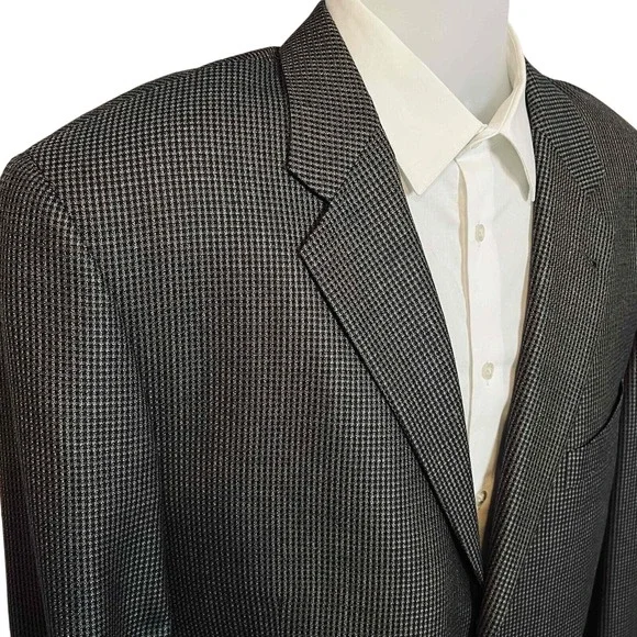 Joseph Abboud 42L Blazer‎ Neutral Tan/charcoal Silk Wool Premium Suit Jacket - Picture 2 of 15